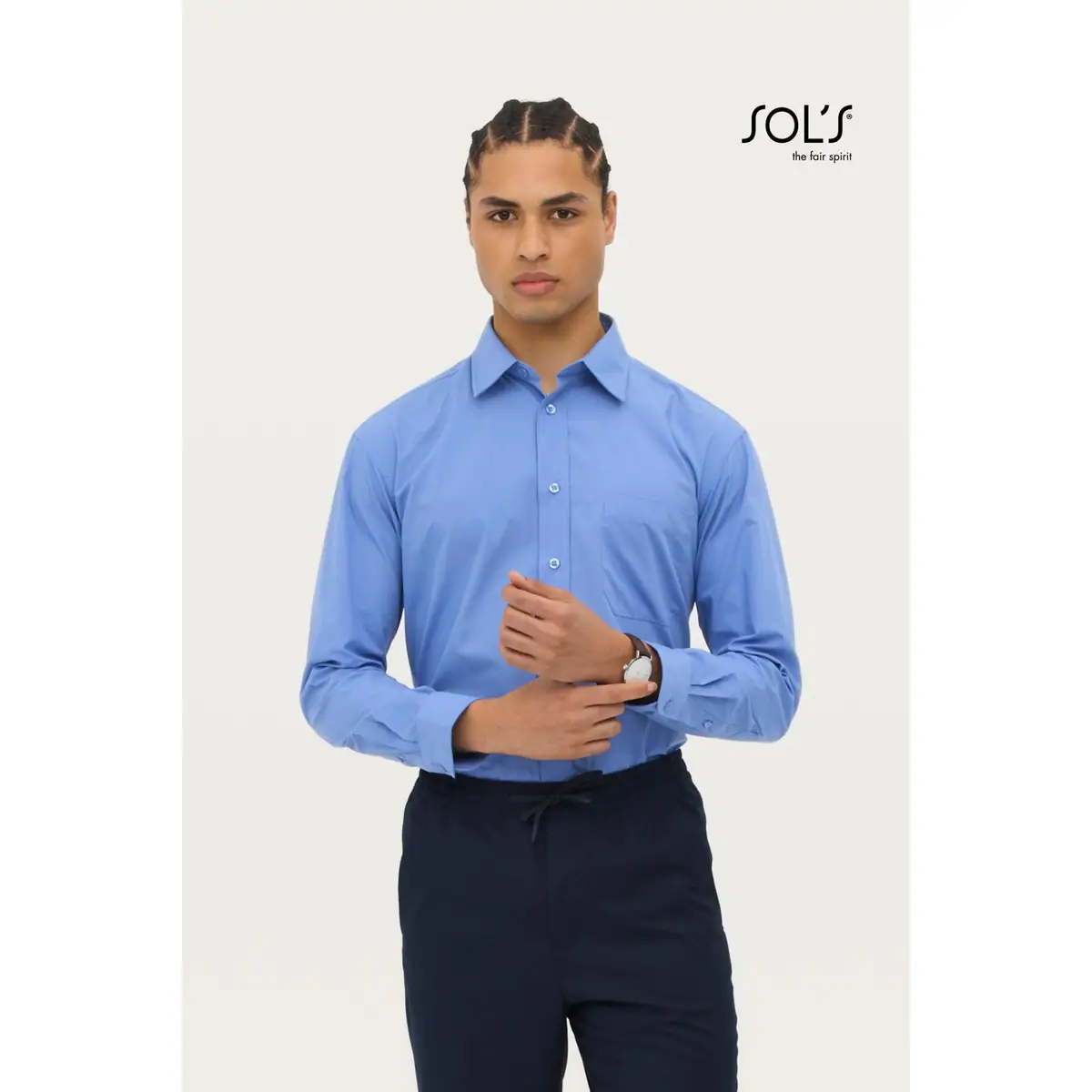 Camisa manga larga hombre SOL’S BALTIMORE 16040 1 Camisa manga larga hombre SOL’S BALTIMORE 16040, vista con modelo.