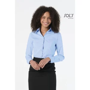 Camisa mujer manga larga SOL’S EDEN 17015, vista con modelo.
