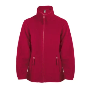 Chaqueta polar infantil SOL’S NORTH KIDS 00589 en Rojo, frontal sin persona.
