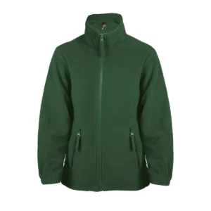 Chaqueta polar infantil SOL’S NORTH KIDS 00589 en Verde pino, frontal sin persona.