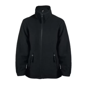Chaqueta polar infantil SOL’S NORTH KIDS 00589 en Negro, frontal sin persona.