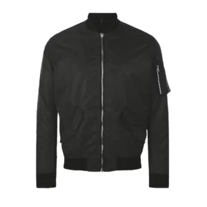 Chaqueta bomber unisex SOL’S REBEL 01616 en Negro, frontal sin persona.