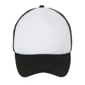 Gorra de malla unisex SOL’S BUBBLE 01668 en Blanco/Negro, frontal sin persona.