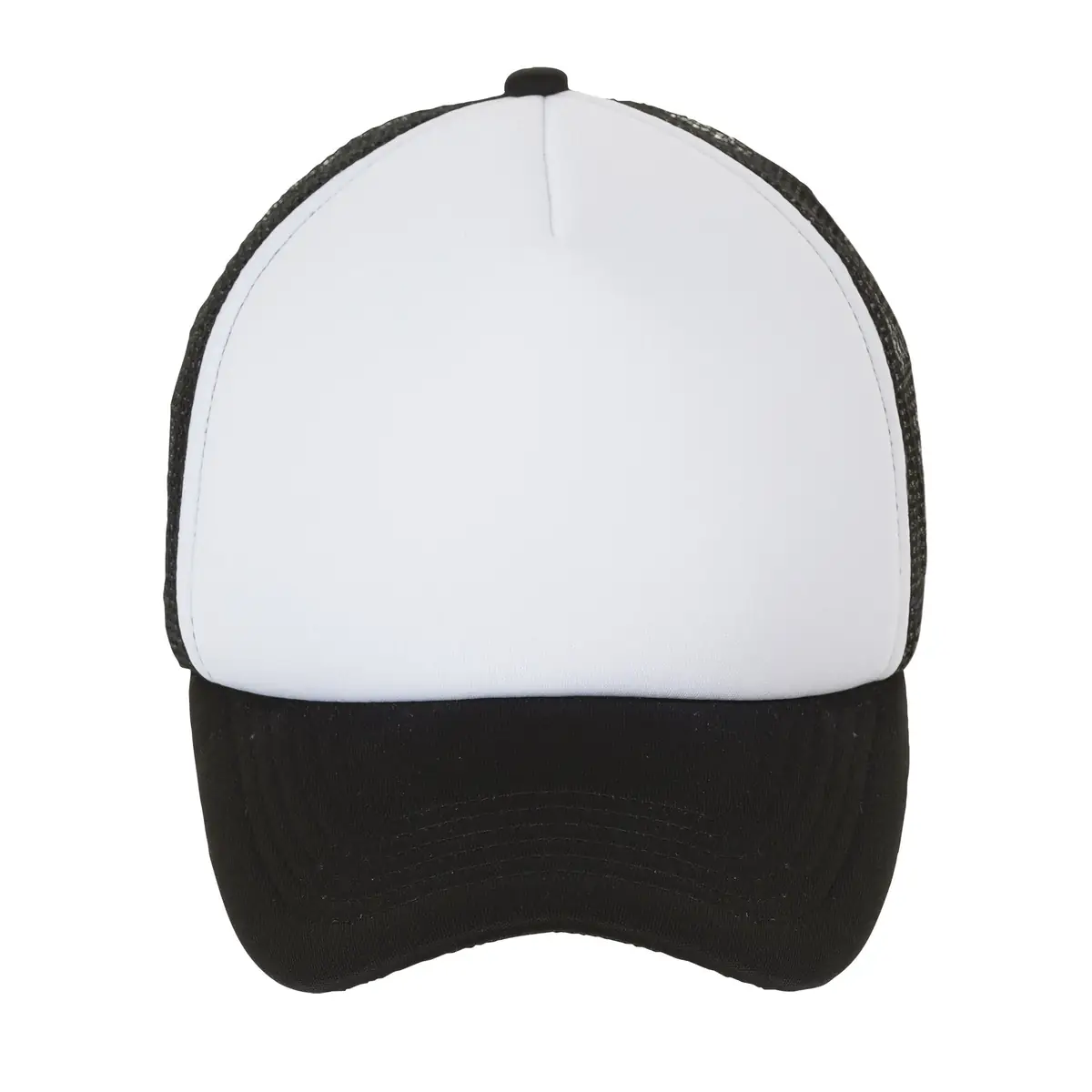 Gorra de malla unisex SOL’S BUBBLE 01668 8 Gorra de malla unisex SOL’S BUBBLE 01668 en Blanco/Negro, frontal sin persona.