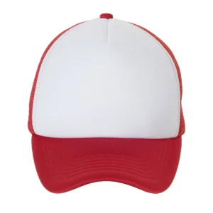Gorra de malla unisex SOL’S BUBBLE 01668 en Blanco/Rojo, frontal sin persona.