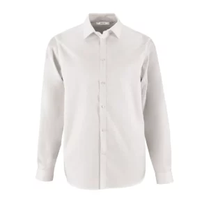 Camisa espiguilla hombre SOL’S BRODY MEN 02102 en Blanco, frontal sin persona.