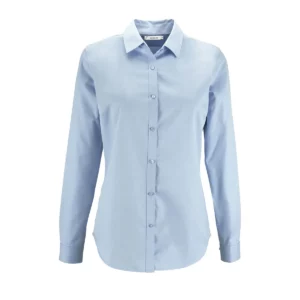 Camisa espiguilla mujer SOL’S BRODY WOMEN 02103 en Azul cielo, frontal sin persona.