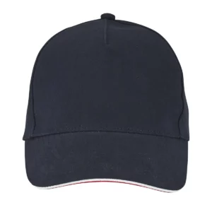 Gorra tricolor SOL’S LONGCHAMP French marino, vista frontal sin persona.