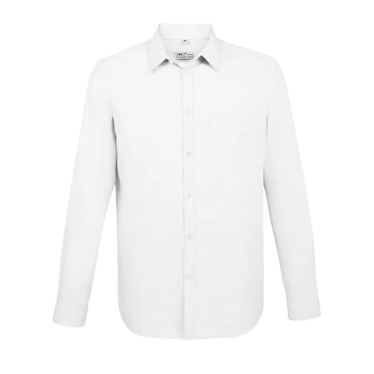Camisa manga larga hombre SOL’S BALTIMORE FIT 02922 6 Camisa manga larga hombre SOL’S BALTIMORE FIT 02922 en Blanco, frontal sin persona.