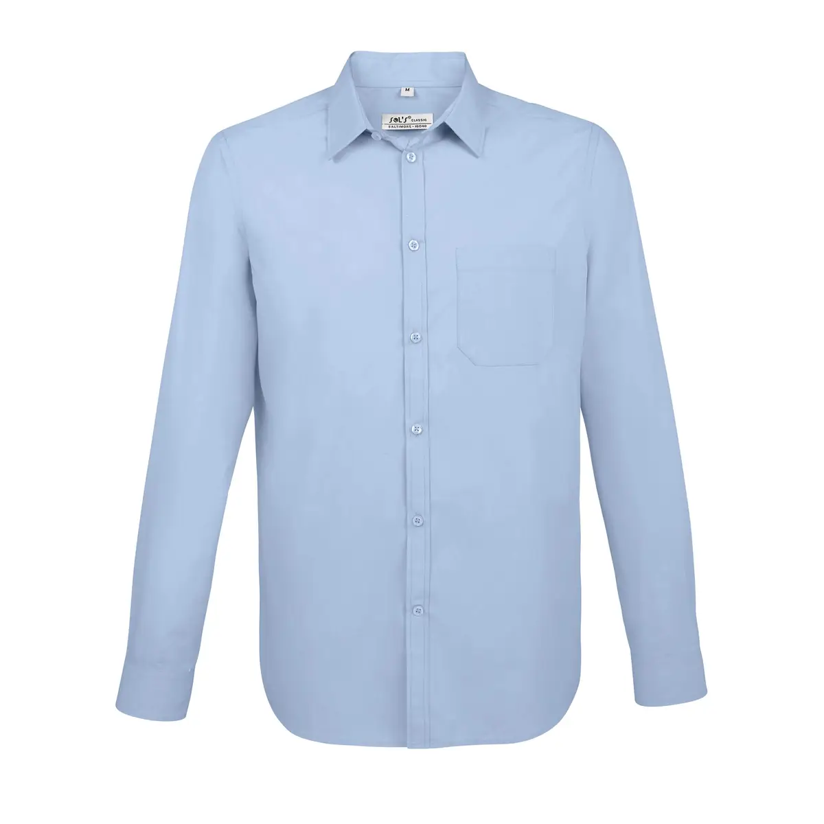Camisa manga larga hombre SOL’S BALTIMORE FIT 02922 5 Camisa manga larga hombre SOL’S BALTIMORE FIT 02922 en Azul cielo, frontal sin persona.