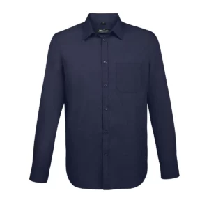 Camisa manga larga hombre SOL’S BALTIMORE FIT 02922 en Azul oscuro, frontal sin persona.