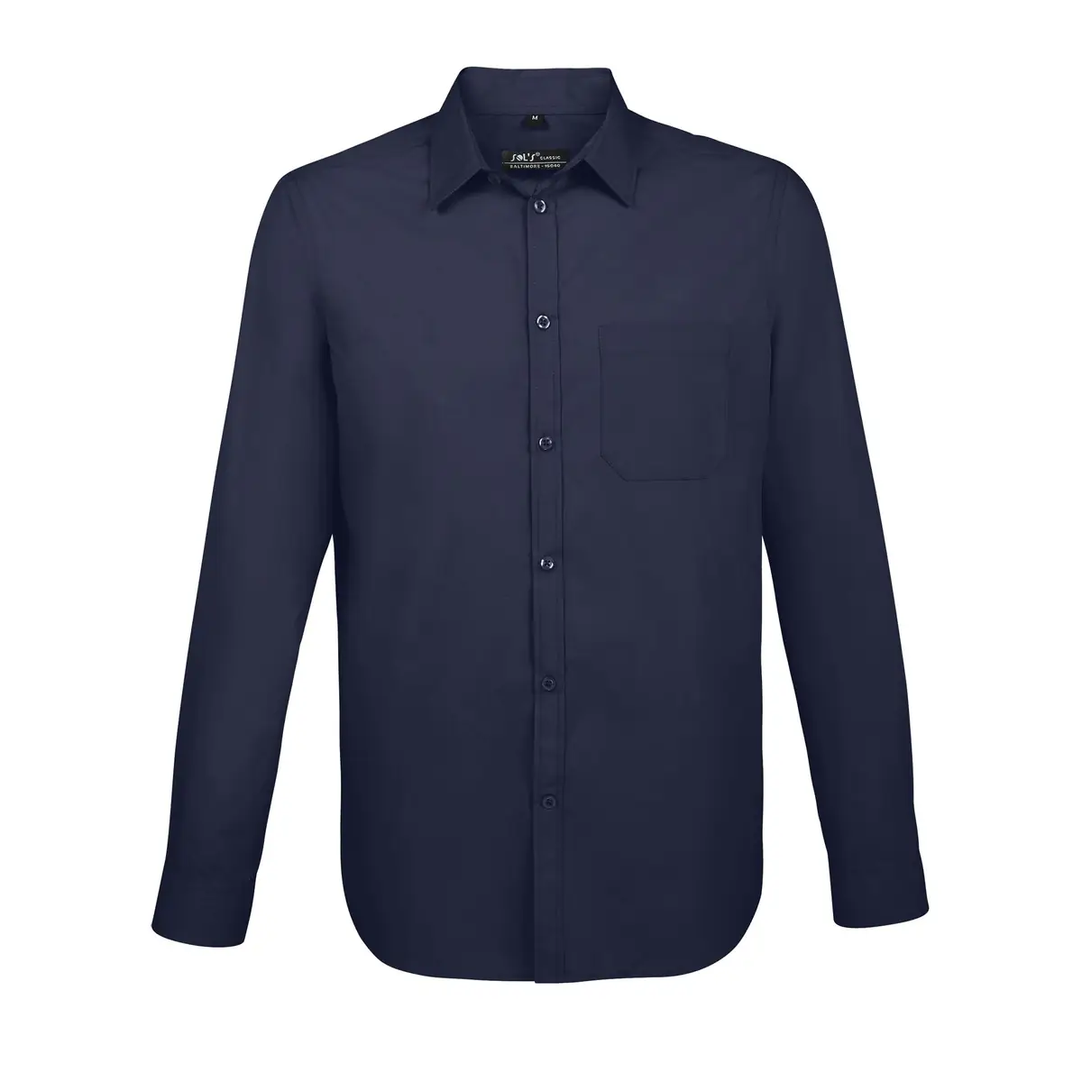 Camisa manga larga hombre SOL’S BALTIMORE FIT 02922 4 Camisa manga larga hombre SOL’S BALTIMORE FIT 02922 en Azul oscuro, frontal sin persona.