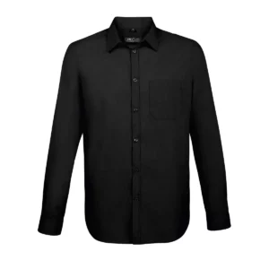 Camisa manga larga hombre SOL’S BALTIMORE FIT 02922 en Negro, frontal sin persona.