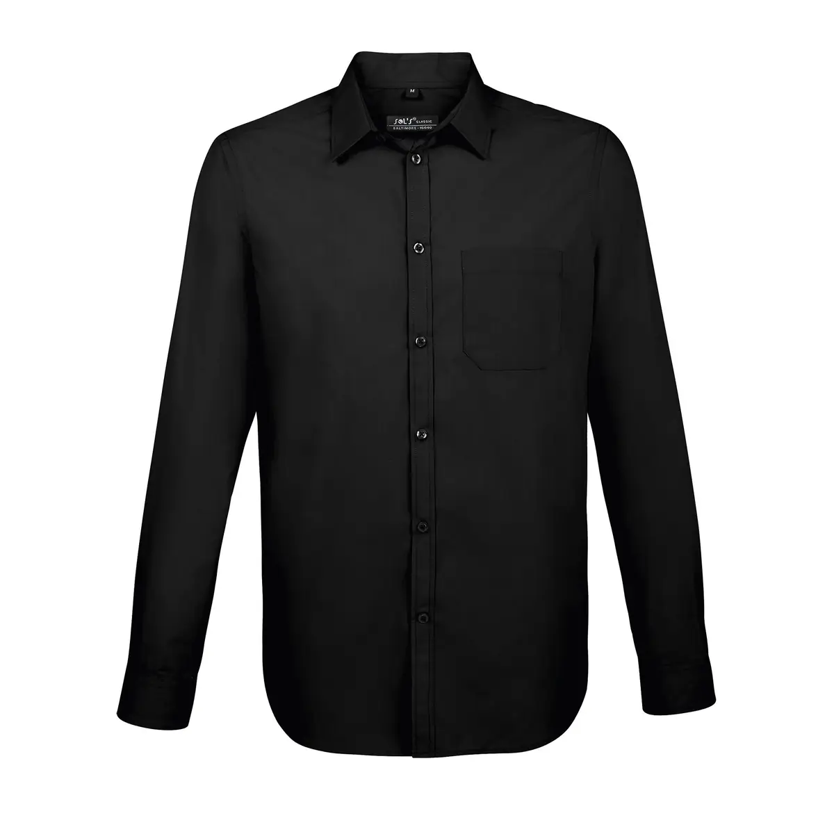 Camisa manga larga hombre SOL’S BALTIMORE FIT 02922 3 Camisa manga larga hombre SOL’S BALTIMORE FIT 02922 en Negro, frontal sin persona.