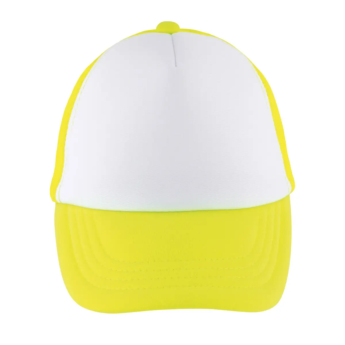 Gorra de malla infantil SOL’S BUBBLE KIDS 03091 9 Gorra de malla infantil SOL’S BUBBLE KIDS 03091 en Blanco/Amarillo neón, frontal sin persona.