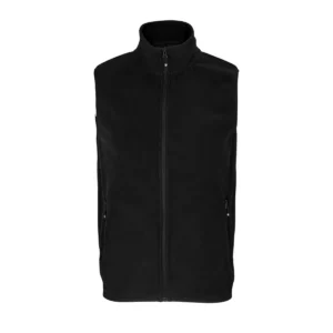 Chaleco polar unisex SOL’S FACTOR BW 03822 en Negro, frontal sin persona.