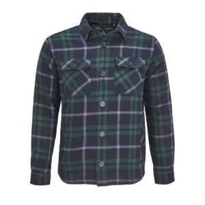 Sobrecamisa cuadros unisex SOL’S NOAH 03989 en Verde imperio, frontal sin persona.