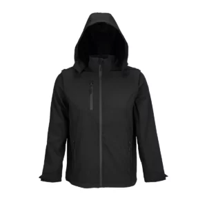 Chaqueta softshell unisex SOL’S FALCON 3IN1 03995 en Negro, frontal sin persona.