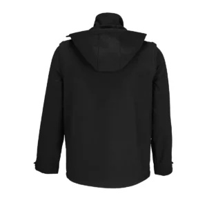 Chaqueta softshell unisex SOL’S FALCON 3IN1 03995 en Negro, vista posterior sin persona.
