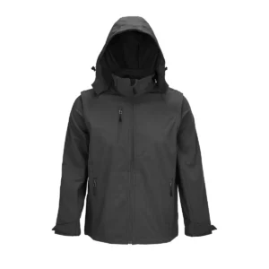 Chaqueta softshell unisex SOL’S FALCON 3IN1 03995 en Antracita, frontal sin persona.