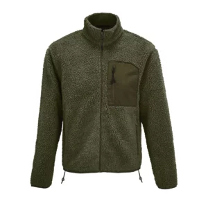 Chaqueta sherpa unisex SOL’S FURY 04042 en Army/Army oscuro, frontal sin persona.