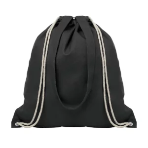 Mochila con cordones y asas SOL’S OSLO 04098 en Negro, vista frontal.
