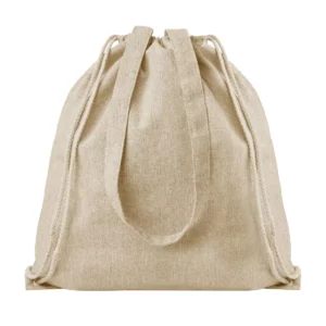 Mochila de cordones y asas SOL’S ATLANTA 04099 en Beige jaspeado, frontal sin persona.