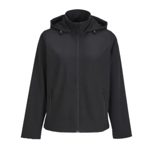 Chaqueta softshell mujer SOL’S RACE HOODED WOMEN 04448 en Negro, frontal sin persona.