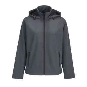Chaqueta softshell mujer SOL’S RACE HOODED WOMEN 04448 en Antracita, frontal sin persona.