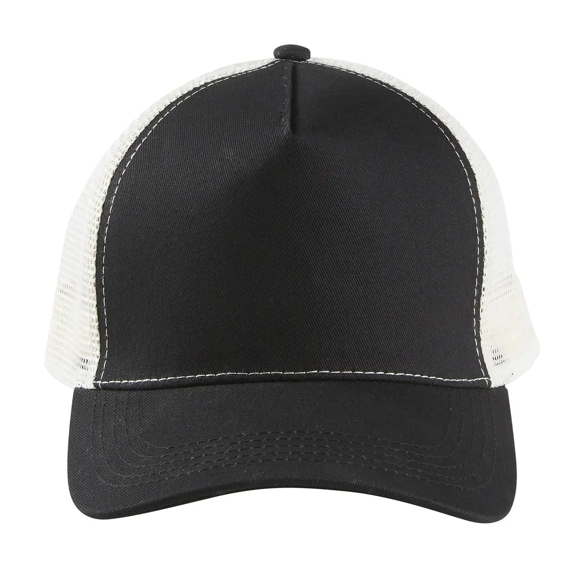 Gorra de malla unisex SOL’S BLINK 04451 8 Gorra de malla unisex SOL’S BLINK 04451 en Negro/Blanco hueso, frontal sin persona.