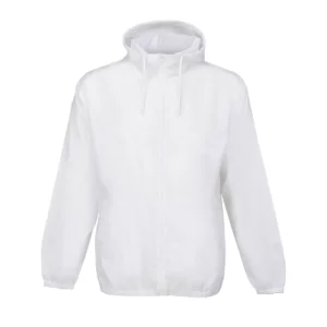 Cortavientos unisex SOL’S SHIELD 04758 en Blanco, frontal sin persona.