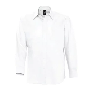 Camisa manga larga hombre SOL’S BOSTON 16000 en Blanco, frontal sin persona.