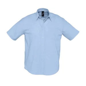 Camisa manga corta hombre SOL’S BRISBANE 16010 en Azul cielo, frontal sin persona.