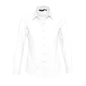 Camisa Oxford mujer SOL’S EMBASSY 16020 en Blanco, frontal sin persona.