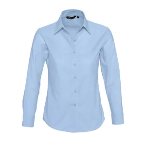 Camisa Oxford mujer SOL’S EMBASSY 16020 en Azul cielo, frontal sin persona.