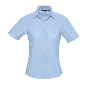 Camisa Oxford mujer SOL’S ELITE 16030 en Azul cielo, frontal sin persona.