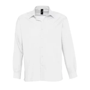 Camisa manga larga hombre SOL’S BALTIMORE 16040 en Blanco, frontal sin persona.