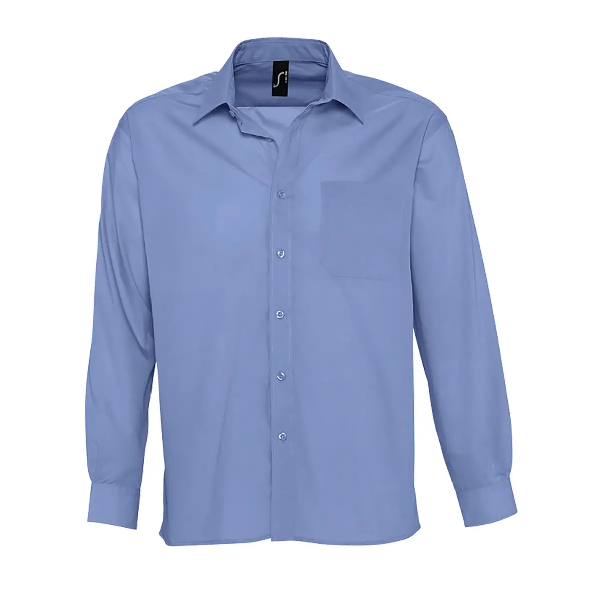 Camisa manga larga hombre SOL’S BALTIMORE 16040 4 Camisa manga larga hombre SOL’S BALTIMORE 16040 en Azul medio, frontal sin persona.