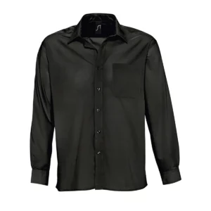 Camisa manga larga hombre SOL’S BALTIMORE 16040 en Negro, frontal sin persona.