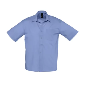 Camisa popelín hombre SOL’S BRISTOL 16050 en Azul medio, frontal sin persona.