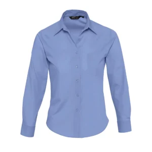 Camisa manga larga mujer SOL’S EXECUTIVE 16060 en Azul medio, frontal sin persona.