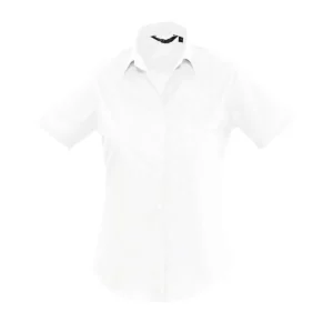 Camisa manga corta mujer SOL’S ESCAPE 16070 en Blanco, frontal sin persona.