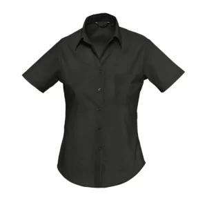 Camisa manga corta mujer SOL’S ESCAPE 16070 en Negro, frontal sin persona.