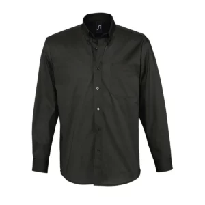 Camisa twill manga larga SOL’S BEL-AIR 16090 en Negro, frontal sin persona.