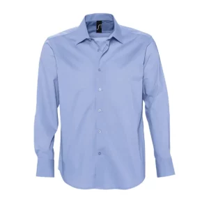 Camisa elástica manga larga SOL’S BRIGHTON 17000 en Cielo claro, frontal sin persona.
