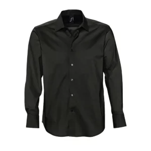 Camisa elástica manga larga SOL’S BRIGHTON 17000 en Negro, frontal sin persona.