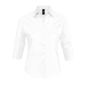 Camisa mujer manga 3/4 SOL’S EFFECT 17010 en Blanco, frontal sin persona.