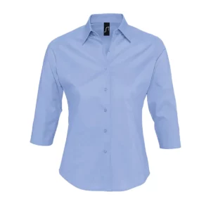 Camisa mujer manga 3/4 SOL’S EFFECT 17010 en Cielo claro, frontal sin persona.