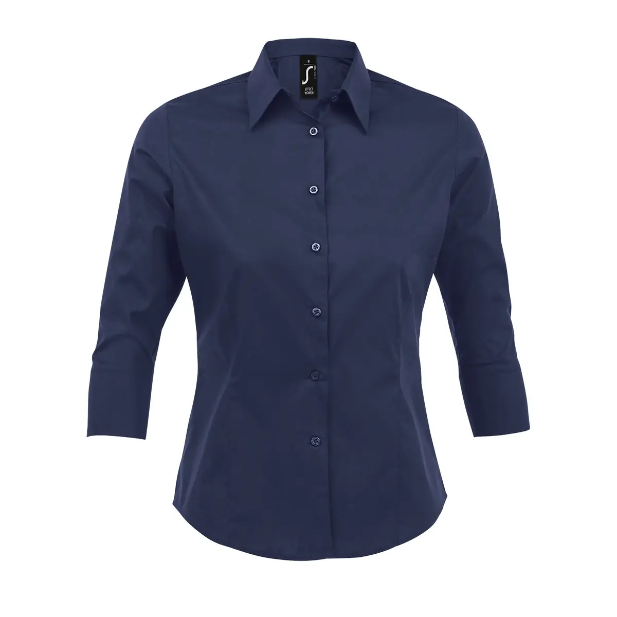 Camisa mujer manga 3/4 SOL’S EFFECT 17010 8 Camisa mujer manga 3/4 SOL’S EFFECT 17010 en Azul oscuro, frontal sin persona.