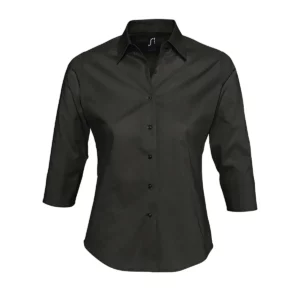 Camisa mujer manga 3/4 SOL’S EFFECT 17010 en Negro, frontal sin persona.